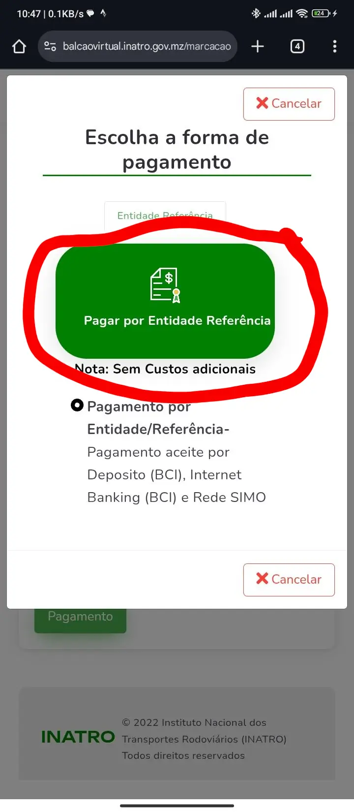Escolho o local de marcação.