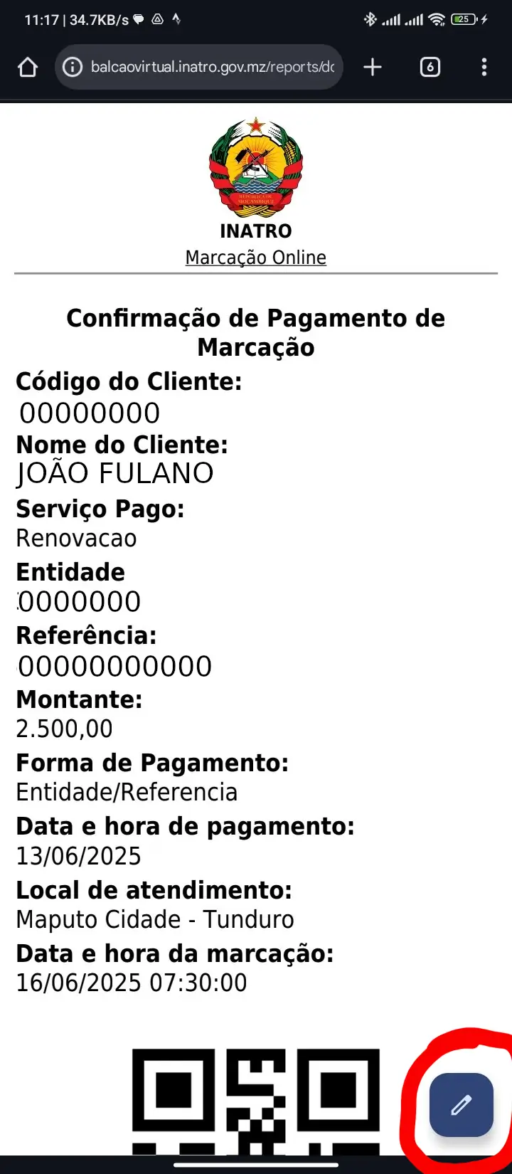 Escolho o local de marcação.