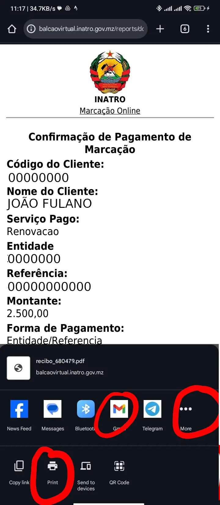 Escolho o local de marcação.