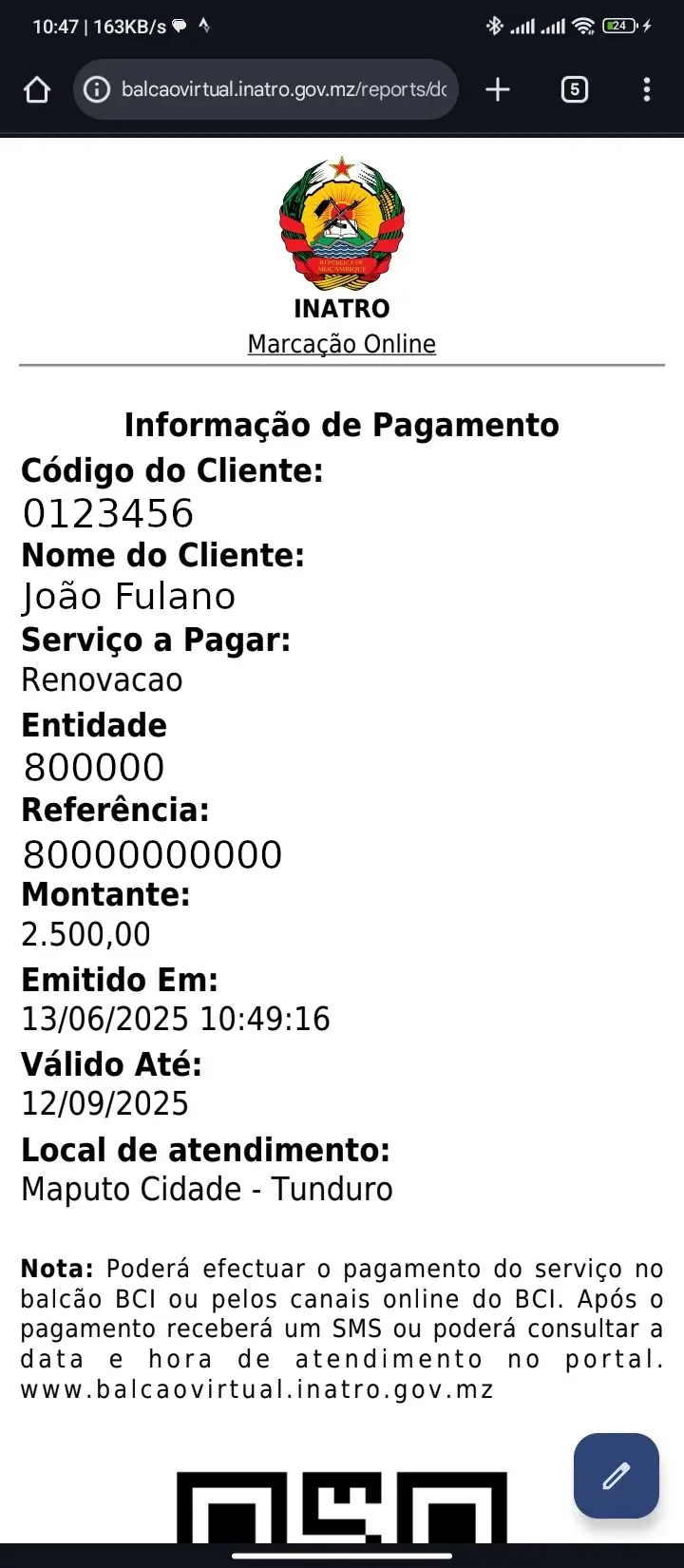 Escolho o local de marcação.