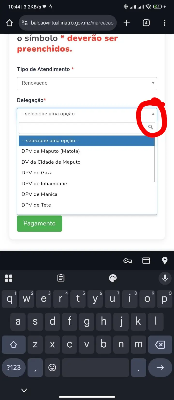 Formulário com preecnhimento de número de carta e data de nascimento.