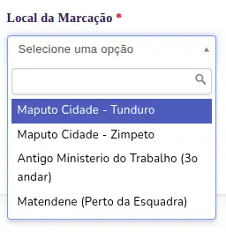 Escolho o local de marcação.
