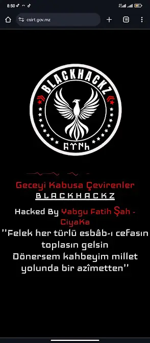 Site to CSIRT do Governo de Moçambique desfigurado com a mensagem do grupo de hackers